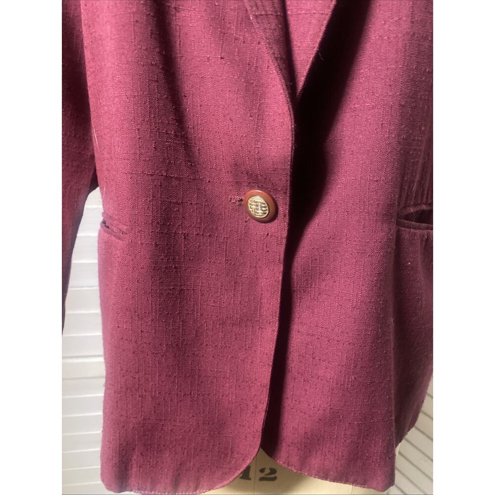 80s 90s Ship N Shore Women’s Sz 10P Med Blazer Jacket Maroon Single Breasted - Picture 6 of 8